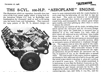 The Motor Car Journal of 26th December 1908 - The 8-cyl. 100 H.P. "Aeroplane" Engine
